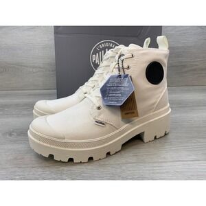 Palladium Palla Ace Mid Star Women'sWhite Canvas Platform 9 Boots Casual